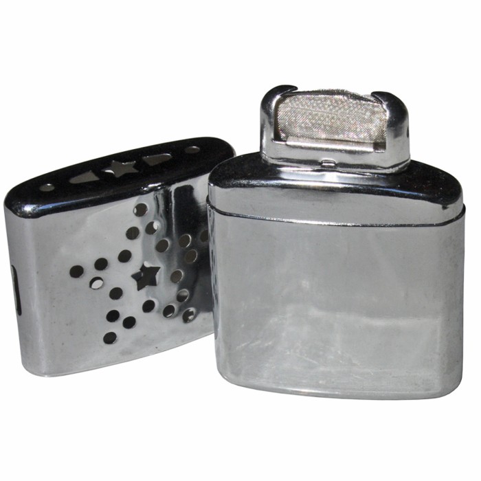 MFH, Handwärmer, Taschenwärmer, chrom, Transportbeutel